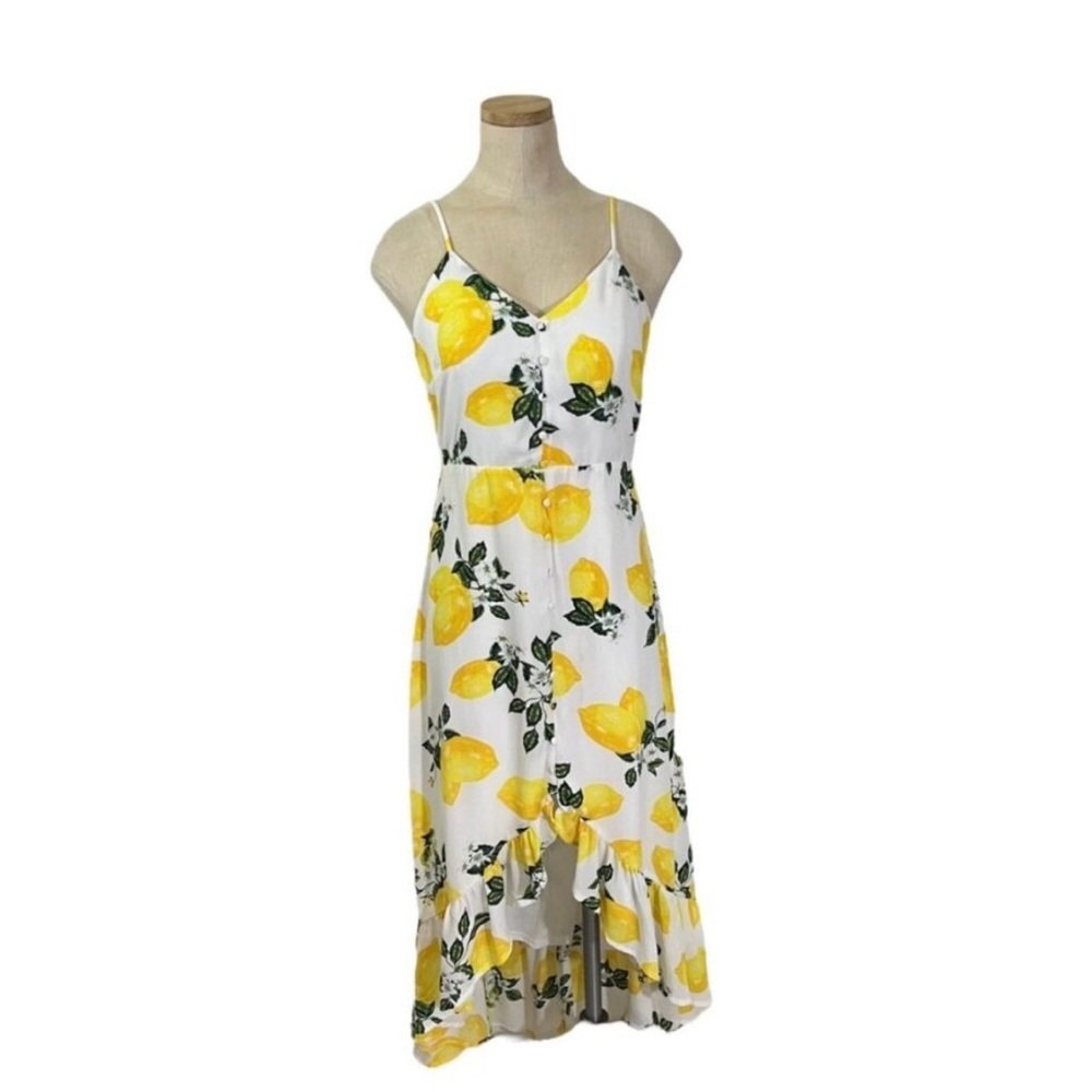 Lemon Print High Low Dress